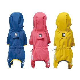 Small dog raincoat; body full surrounding; waterproof poncho pet clothes; with tow holes in the back (colour: Lake blue, size: M (recommended weight 4-6 kg))