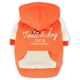 Touchdog 'Heritage' Soft-Cotton Fashion Dog Hoodie (Color: Orange, size: medium)