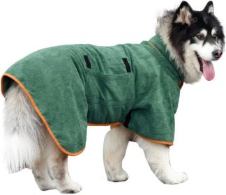 Green  Bata De Baño De Microfibra Para Perro, Toalla Súper Absorbente Para Perro, Bata De Baño Para Cachorros, Perros Medianos Y Grandes (size: XL)