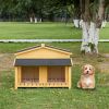 Dog House, Waterproof Dog Cage Kennel, Wooden Outdoor and Indoor Dog House, Raised Pet Kennel for Medium Dogs, Log Cabin Style with Porch