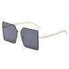 Big frame sunglasses personality chain mirror legs fashion street photography show sun shading sunglasses women